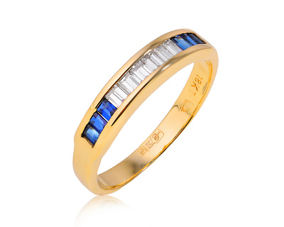 Золотое кольцо с сапфирами 0.20ct и бриллиантами 0.18ct 120924/13