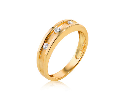 Золотое кольцо с бриллиантами 0.12ct 090823/2