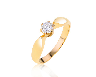Нарядное золотое кольцо с бриллиантом 0.32ct 270422/3