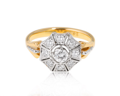 Золотое кольцо с бриллиантами 0.40ct 160324/1