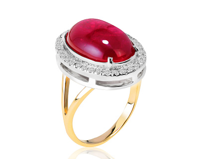 Красивое золотое кольцо с рубином и бриллиантами 0.48ct 131021/4
