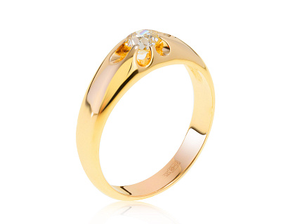 Богатое золотое кольцо с бриллиантом 0.34ct 051121/5