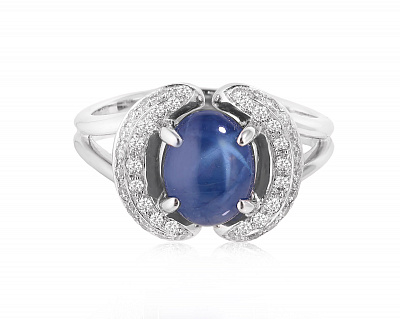 Оригинальное золотое кольцо со звездчатым сапфиром 3.12ct Maxim Demidov 280425/КМ186