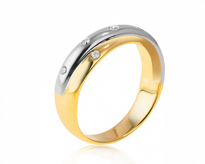 Изящное золотое кольцо с бриллиантами 0.11ct 030521/2