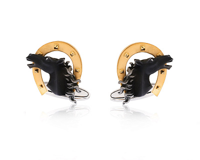 Оригинальные золотые запонки Carrera y Carrera Horse Head 230125/1