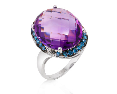 Золотое кольцо с аметистом 15.45ct и бриллиантами 0.48ct 130225/4