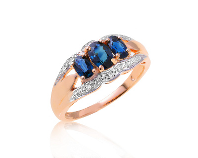 Золотое кольцо с сапфирами 1.27ct и бриллиантами 0.07ct 180424/15