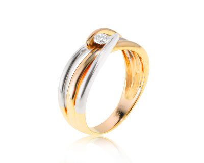 Модное золотое кольцо с бриллиантом 0.09ct 101222/6