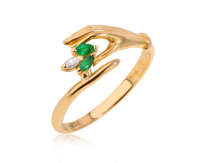 Оригинальное золотое кольцо с изумрудами 0.08ct Carrera y Carrera Bonadea 290125/1