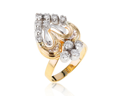 Винтажное золотое кольцо с бриллиантами 0.72ct СССР 110522/4