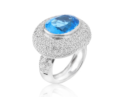 Золотое кольцо с топазом Swiss Blue 7.70ct 180124/7