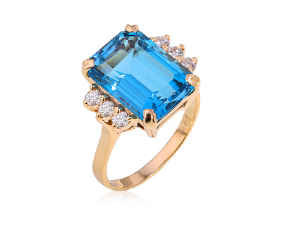 Золотое кольцо с топазом London Blue 8.60ct 150424/8