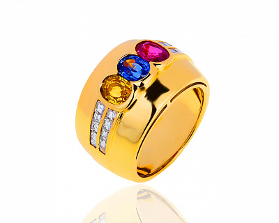 Итальянское золотое кольцо с сапфирами и бриллиантами 0.70ct 190319/13
