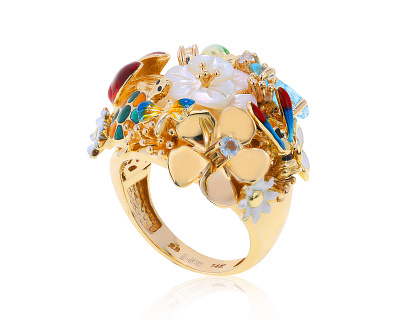 Оригинальное золотое кольцо с эмалью Roberto Bravo Noah`s Ark 220622/15