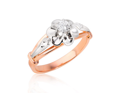 Винтажное золотое кольцо с бриллиантом 0.17ct 100125/4