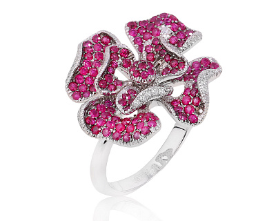 Золотое кольцо с рубинами 1.70ct и бриллиантами 0.18ct 270225/2