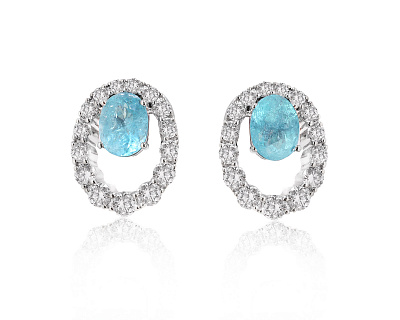 Золотые серьги с турмалинами параиба Мозамбик 1.40ct Evgeny Matveev 250625/Б184
