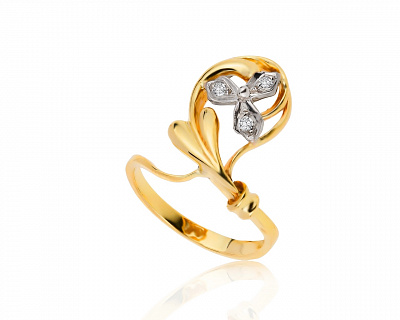 Праздничное золотое кольцо с бриллиантами 0.06ct 191219/7
