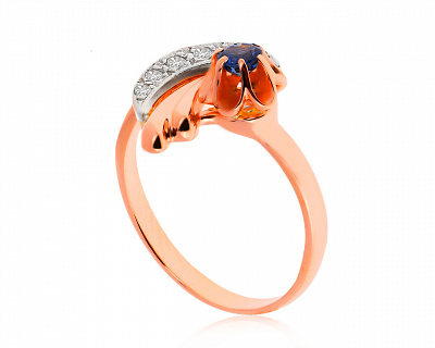 Изящное золотое кольцо с сапфиром 0.20ct 280920/17