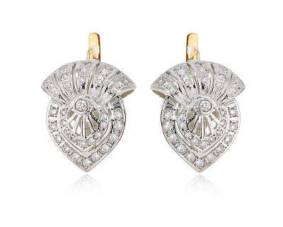 Золотые серьги с коньячными бриллиантами 0.89ct 130225/9