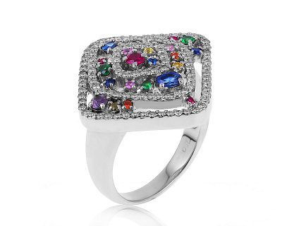Золотое кольцо с цветными сапфирами 0.49ct 130721/21