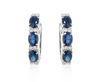 Золотые серьги с сапфирами 5.82ct и бриллиантами 0.48ct 180225/2