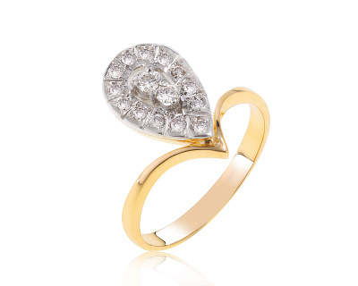 Винтажное золотое кольцо с бриллиантами 0.26ct СССР 190322/12