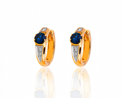Великолепные золотые серьги с сапфирами 1.07ct 201019/3