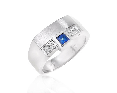 Золотое кольцо с сапфиром 0.18ct и бриллиантами 0.04ct 060524/15