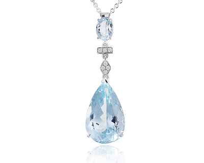 Золотое колье с аквамаринами 17.30ct и бриллиантами 0.12ct 220125/3