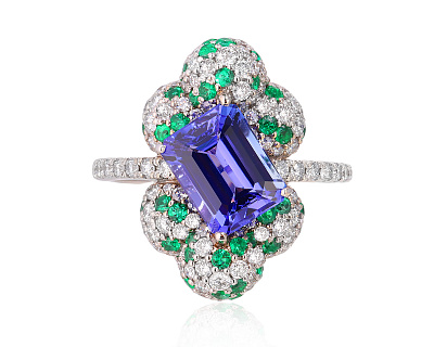 Золотое кольцо с танзанитом 2.30ct и бриллиантами 1.15ct Evgeny Matveev 040625/Б142