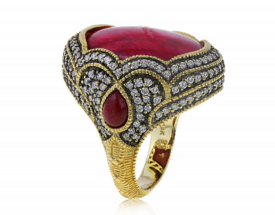 Оригинальное золотое кольцо с корундами 27.87ct Judith Ripka 130721/25
