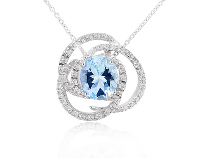 Оригинальное золотое колье с аквамарином 4.50ct Damiani Rose 020525/3