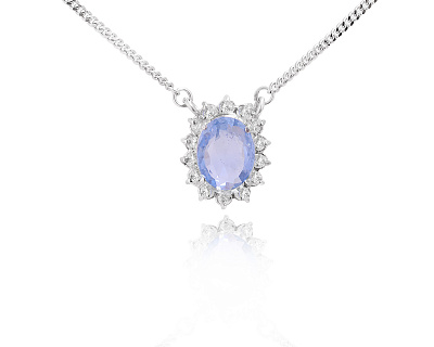 Платиновое колье с сапфиром 1.36ct и бриллиантами 0.23ct 230525/6