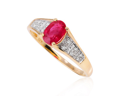 Золотое кольцо с рубином 0.88ct и бриллиантами 0.05ct 250824/28