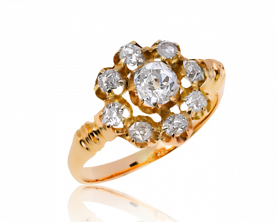 Изящное золотое кольцо с бриллиантами 0.82ct 250120/14