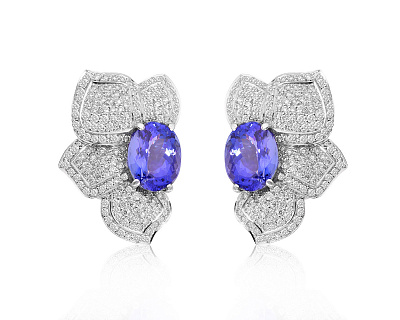 Золотые серьги с танзанитами 6.67ct и бриллиантами 1.81ct 120325/2