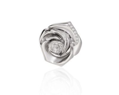 Золотая брошь "роза" с бриллиантами 0.04ct 150125/2
