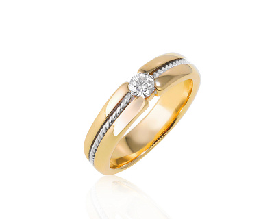 Стильное золотое кольцо с бриллиантом 0.25ct 080822/9
