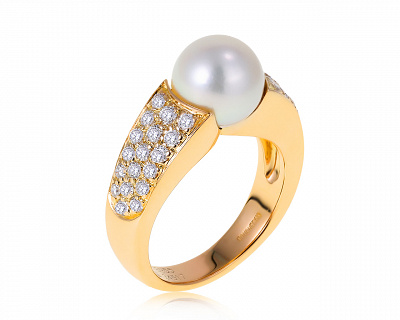Оригинальное золотое кольцо с жемчугом 8.50 мм Boucheron 221120/5