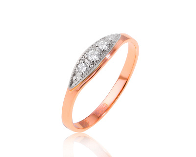 Золотое кольцо с бриллиантами 0.12ct СССР 120724/20