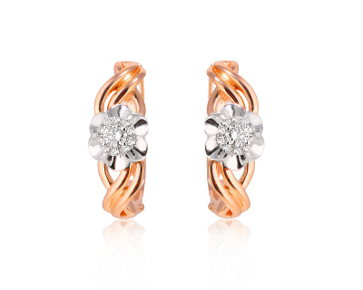 Золотые серьги с бриллиантами 0.18ct 251024/41