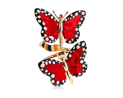 Оригинальное золотое кольцо Roberto Bravo Monarch Butterfly 160325/7