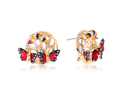 Оригинальные золотые серьги Roberto Bravo Monarch Butterfly 021023/2