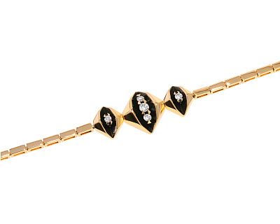 Оригинальный золотой браслет с черной эмалью Ringo Crystal 050724/1