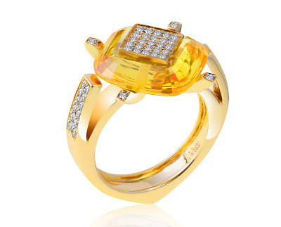 Великолепное золотое кольцо с синтетическим цирконом 080921/8