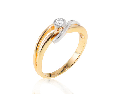 Золотое кольцо с бриллиантом 0.10ct 290523/6