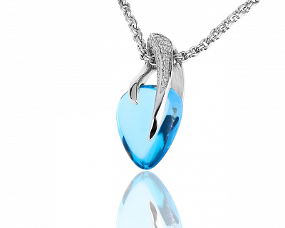 Золотая подвеска с топазом и бриллиантами 0.60ct Kria 160219/1