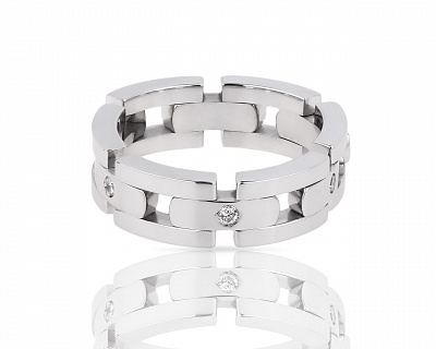 Необычное золотое кольцо с бриллиантами 0.12ct Princess 071117/13