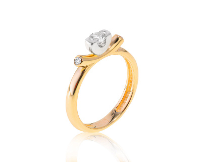 Изысканное золотое кольцо с бриллиантами 0.16ct 080223/4
